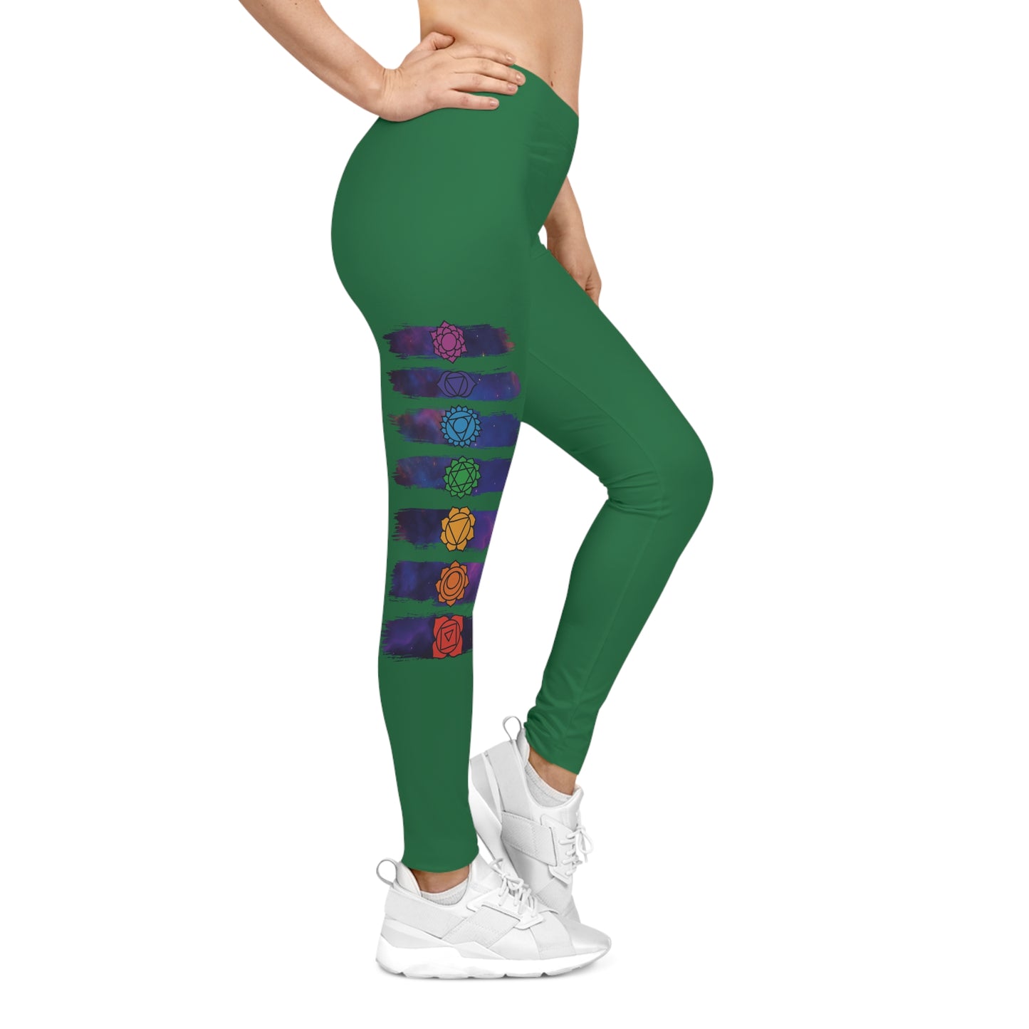 Chakra Galaxy Brushstroke Leggings - Dark Green