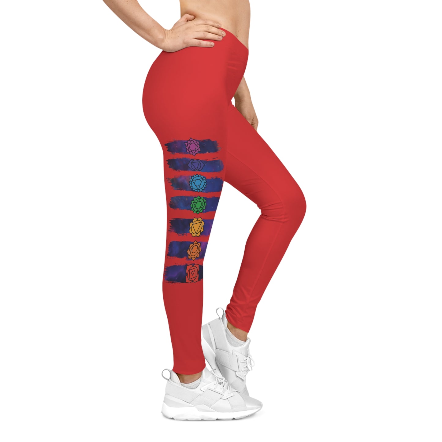 Chakra Galaxy Brushstroke Leggings - Red
