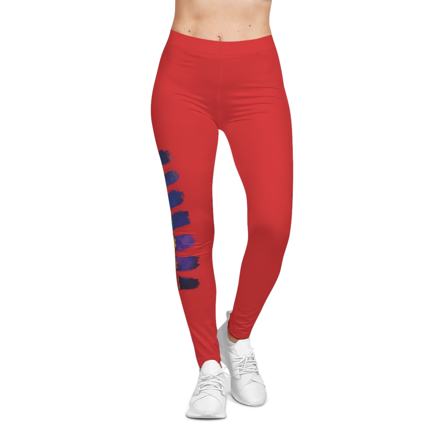 Chakra Galaxy Brushstroke Leggings - Red