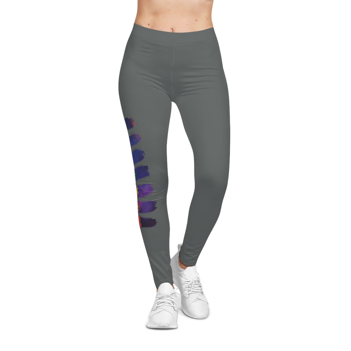 Chakra Galaxy Brushstroke Leggings - Dark Grey