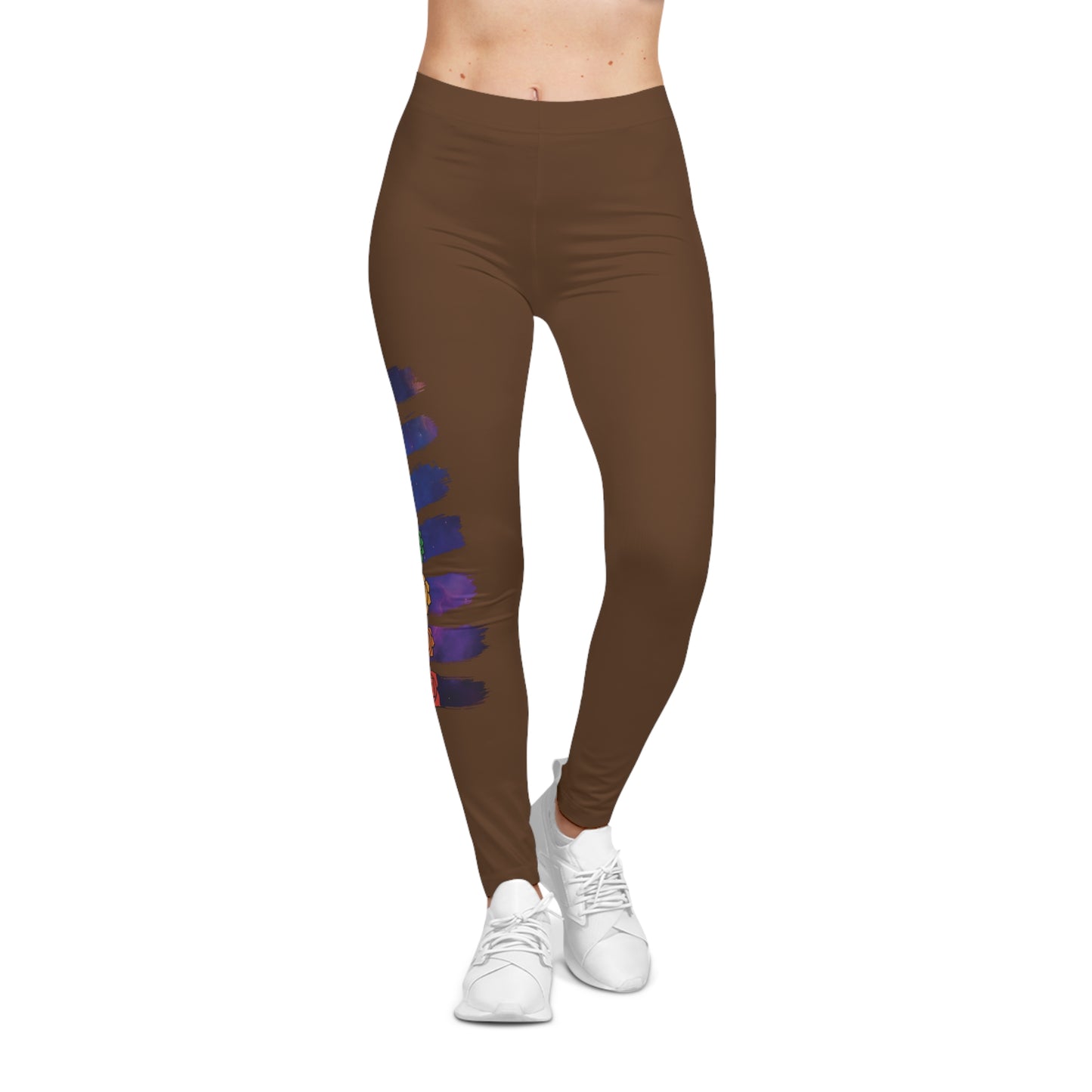 Chakra Galaxy Brushstroke Leggings - Brown