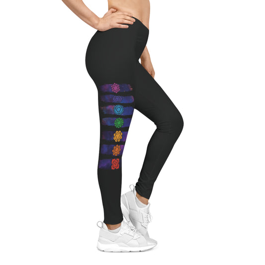 Chakra Galaxy Brushstroke Leggings - Black