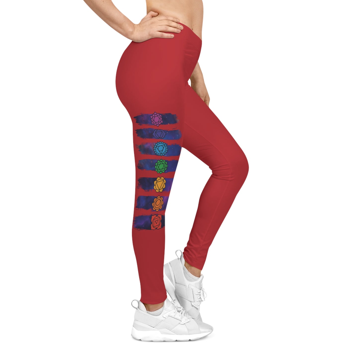 Chakra Galaxy Brushstroke Leggings - Dark Red