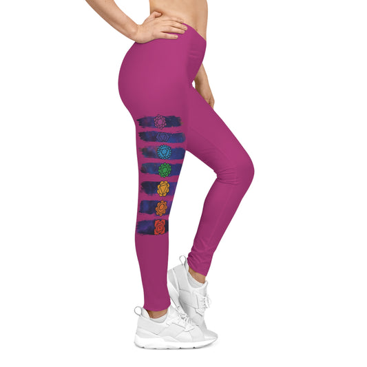 Chakra Galaxy Brushstroke Leggings - Pink