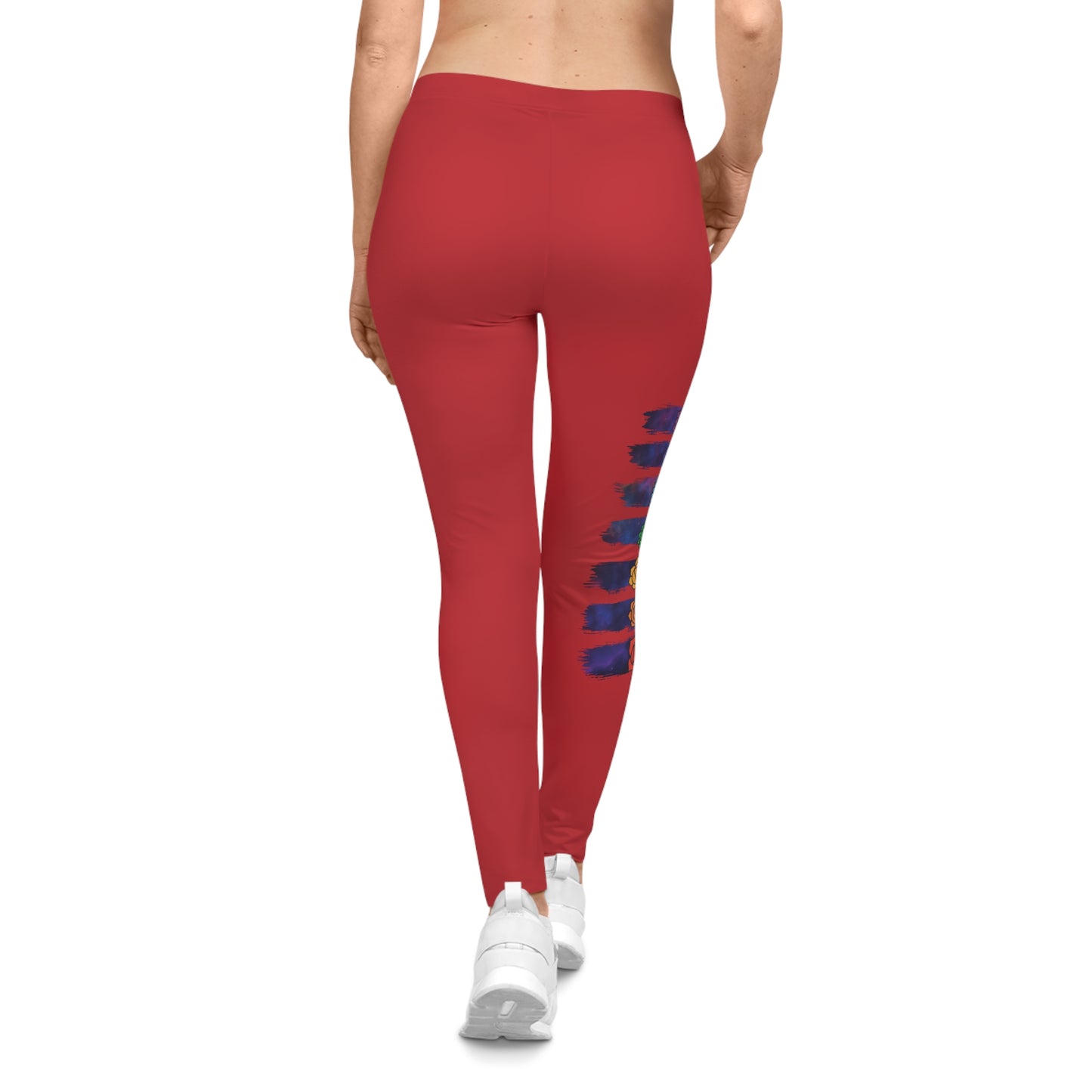 Chakra Galaxy Brushstroke Leggings - Dark Red