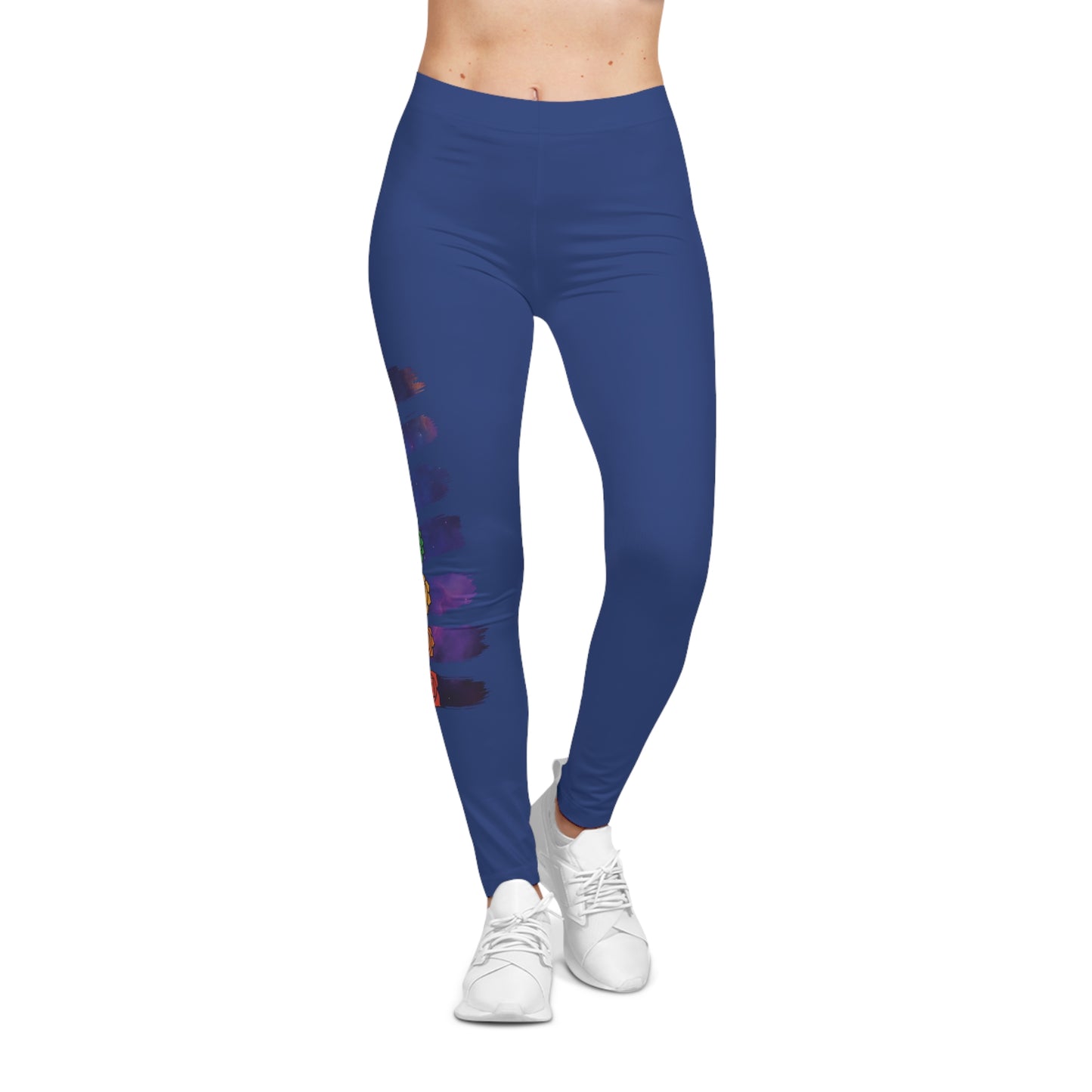 Chakra Galaxy Brushstroke Leggings - Dark Blue