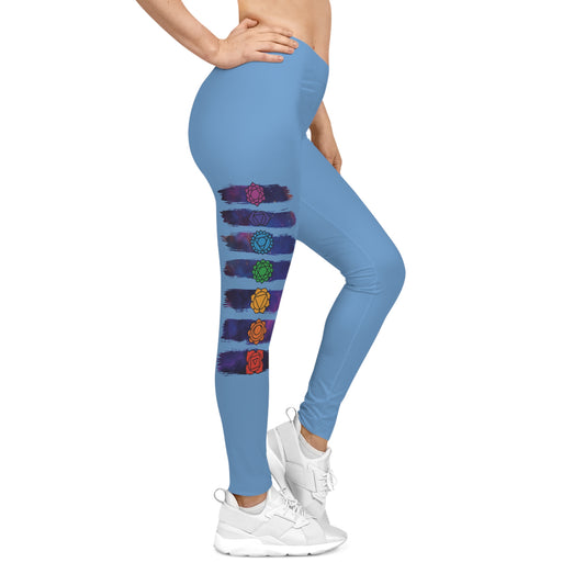 Chakra Galaxy Brushstroke Leggings - Light Blue
