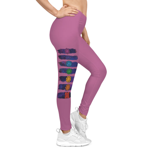 Chakra Galaxy Brushstroke Leggings - Light Pink