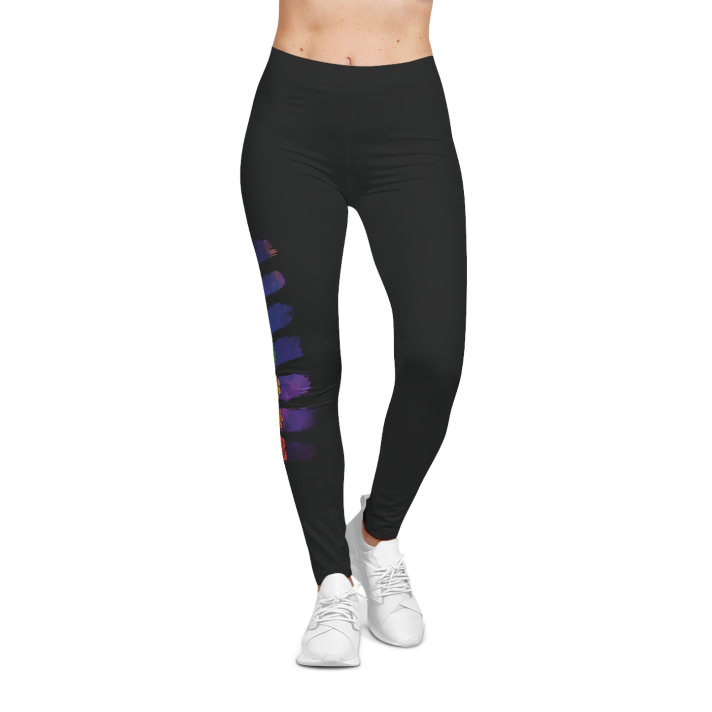 Chakra Galaxy Brushstroke Leggings - Black