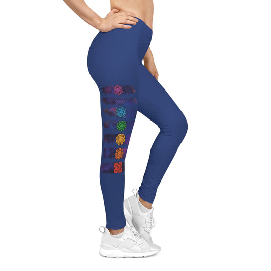 Chakra Galaxy Brushstroke Leggings - Dark Blue