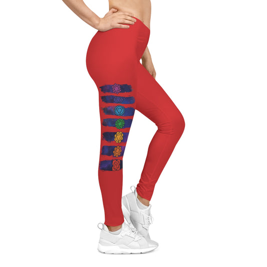 Chakra Galaxy Brushstroke Leggings - Red