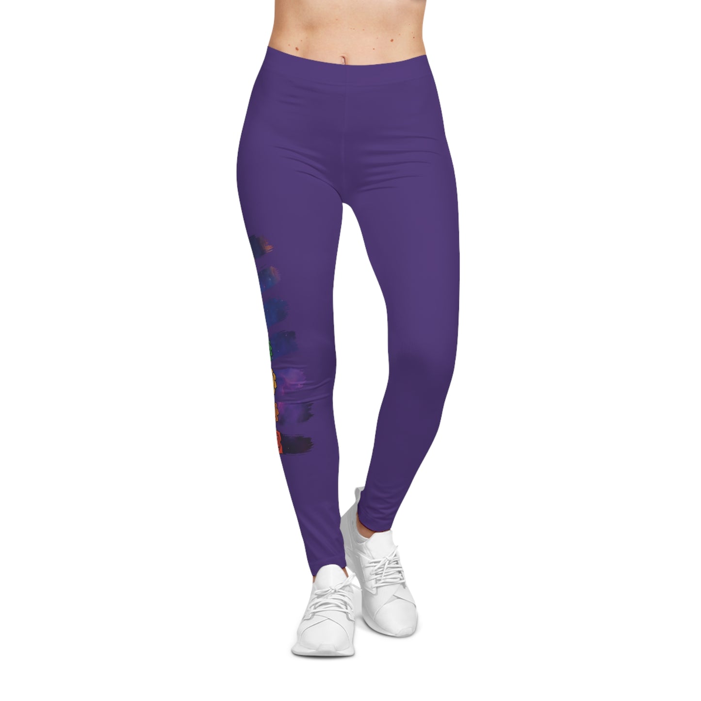 Chakra Galaxy Brushstroke Leggings - Purple