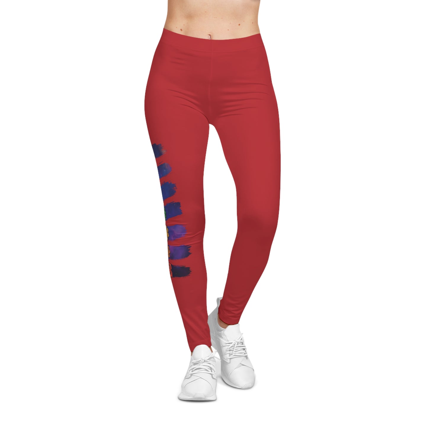 Chakra Galaxy Brushstroke Leggings - Dark Red