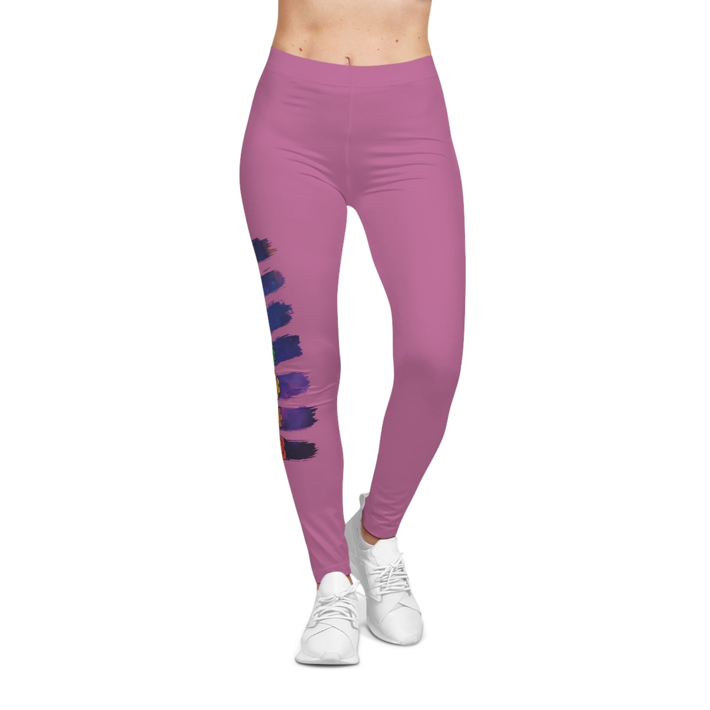 Chakra Galaxy Brushstroke Leggings - Light Pink