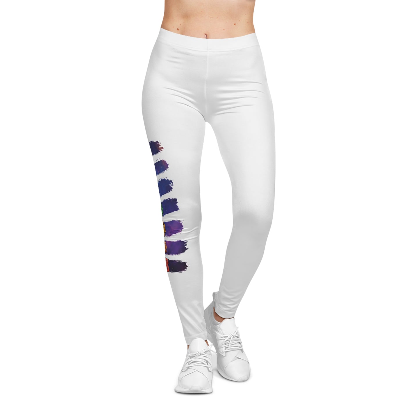 Chakra Galaxy Brushstroke Leggings - White