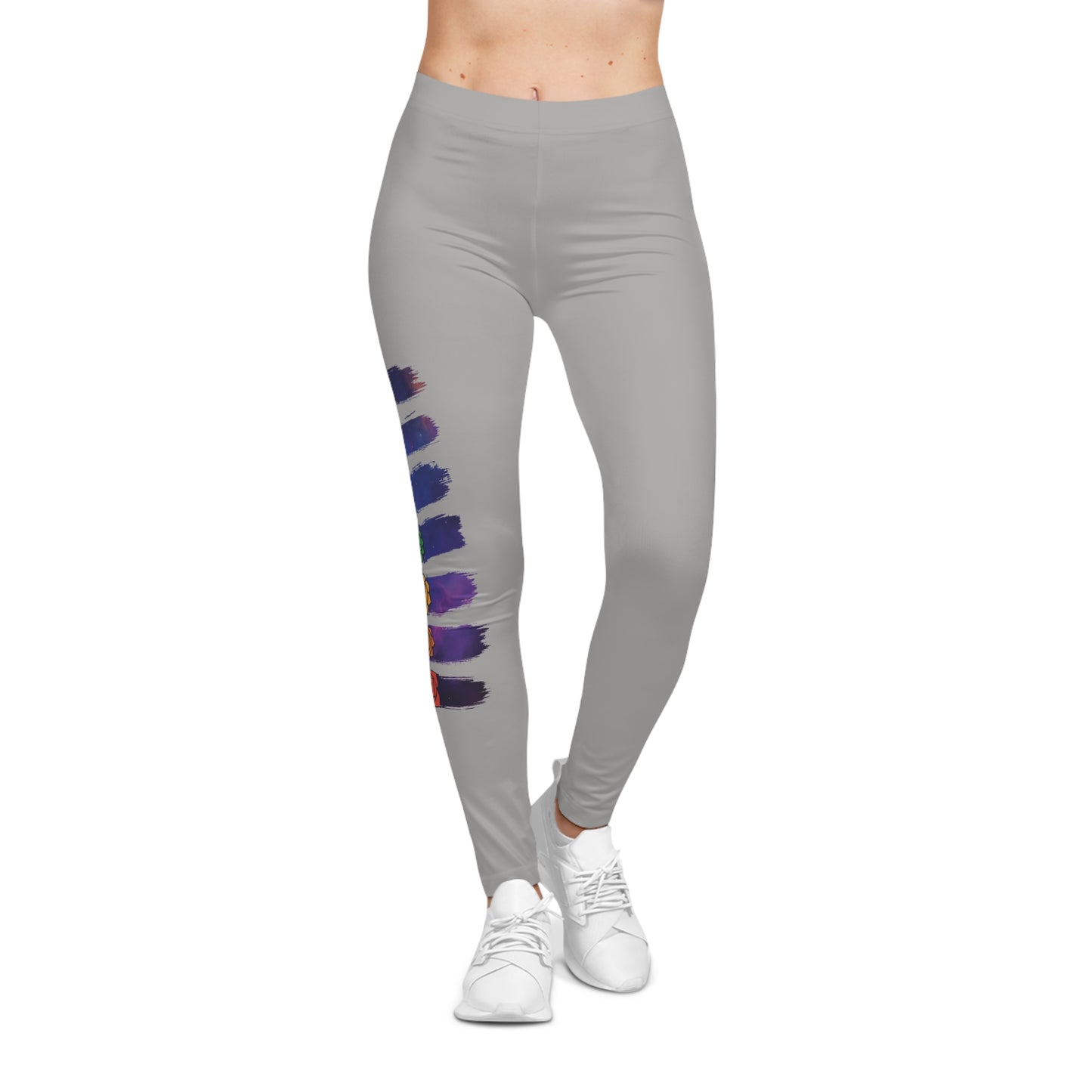 Chakra Galaxy Brushstroke Leggings - Light Grey