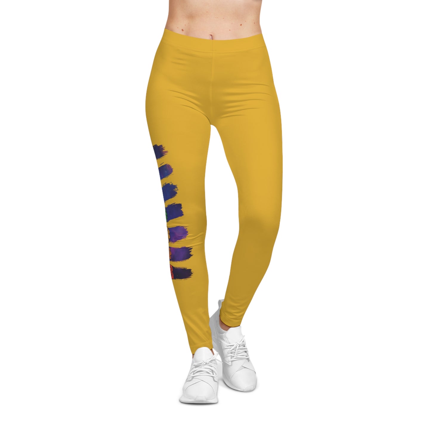 Chakra Galaxy Brushstroke Leggings - Mustard