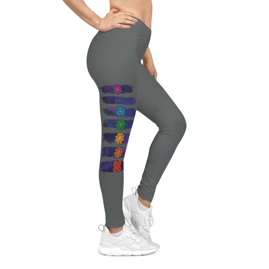 Chakra Galaxy Brushstroke Leggings - Dark Grey