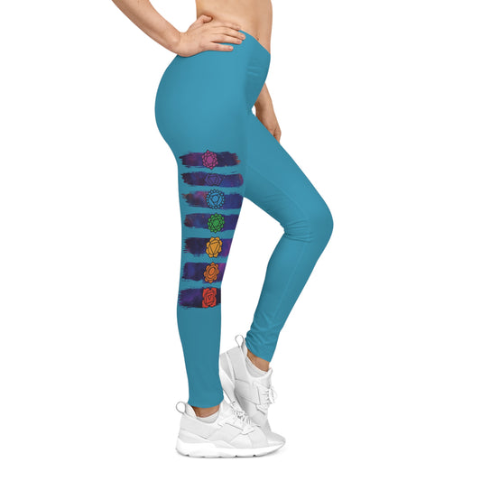 Chakra Galaxy Brushstroke Leggings - Turquoise