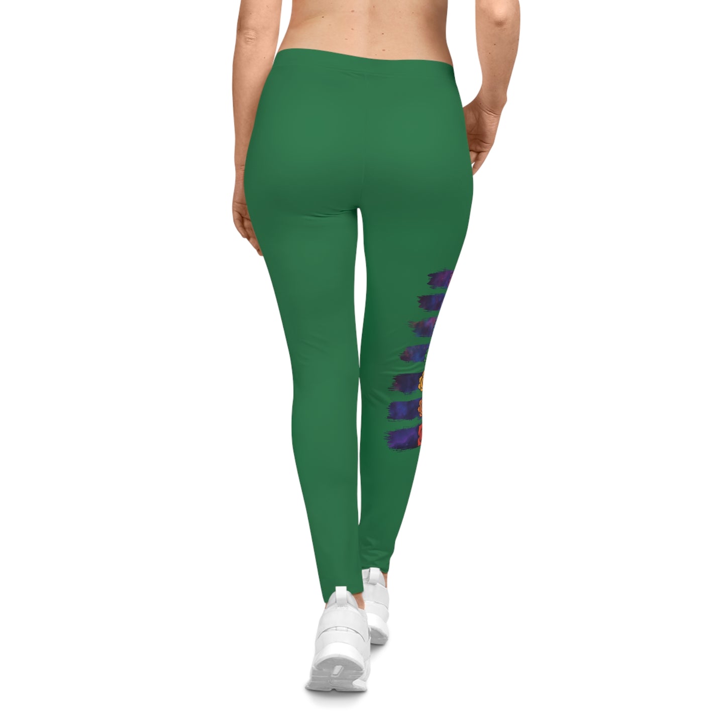 Chakra Galaxy Brushstroke Leggings - Dark Green