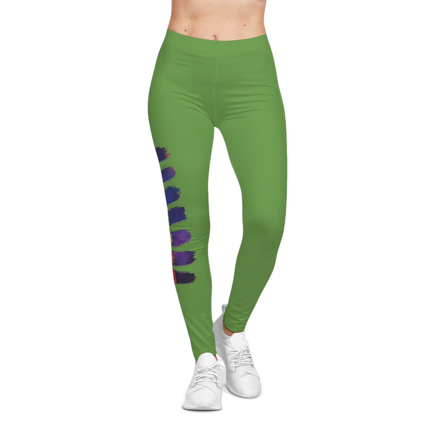 Chakra Galaxy Brushstroke Leggings - Light Green