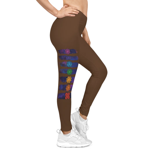 Chakra Galaxy Brushstroke Leggings - Brown