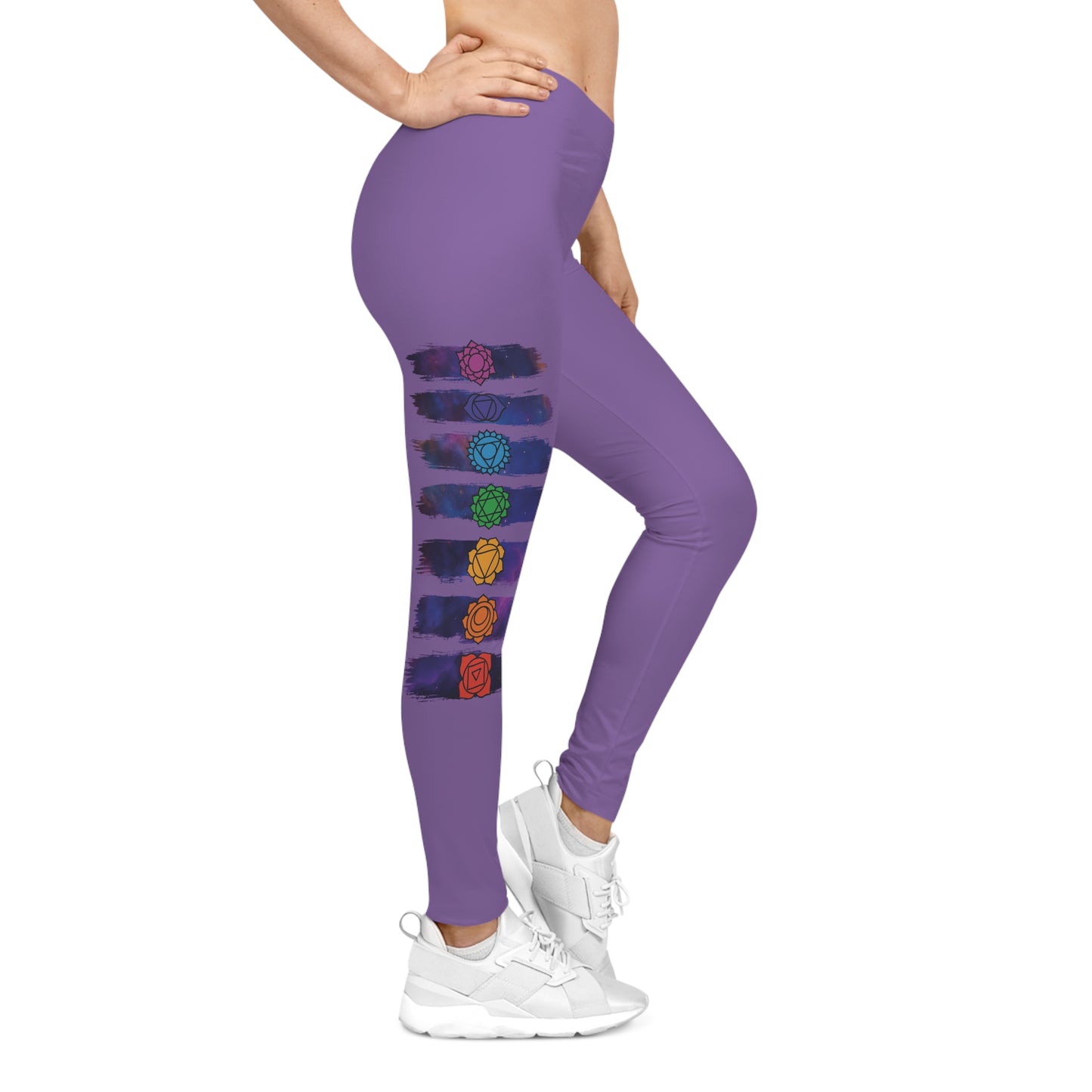 Chakra Galaxy Brushstroke Leggings - Light Purple
