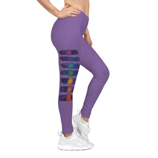 Chakra Galaxy Brushstroke Leggings - Light Purple