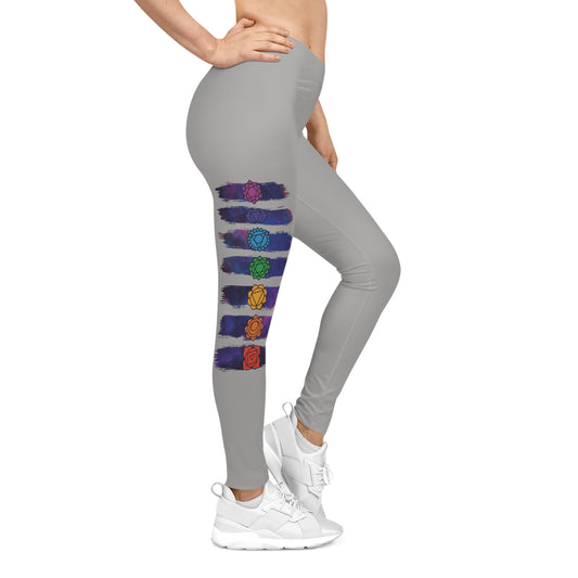 Chakra Galaxy Brushstroke Leggings - Light Grey