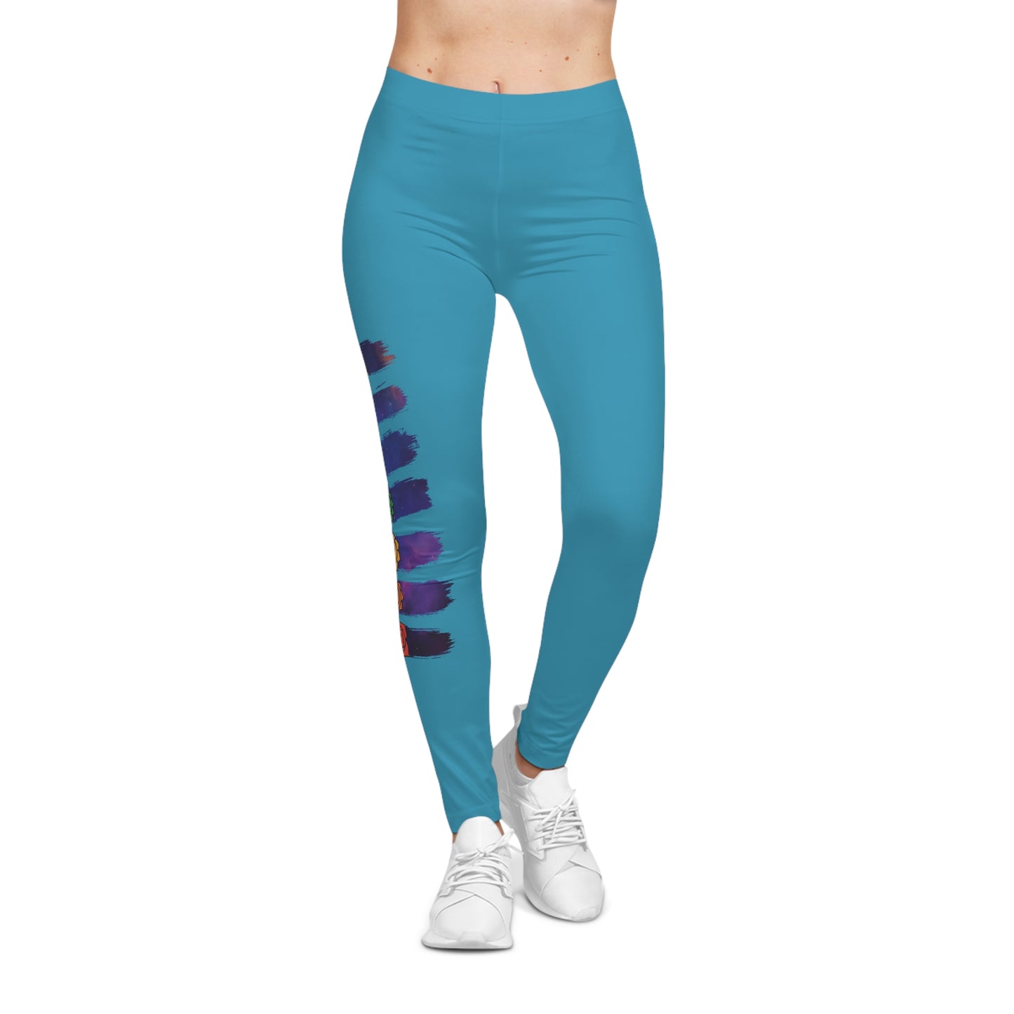 Chakra Galaxy Brushstroke Leggings - Turquoise